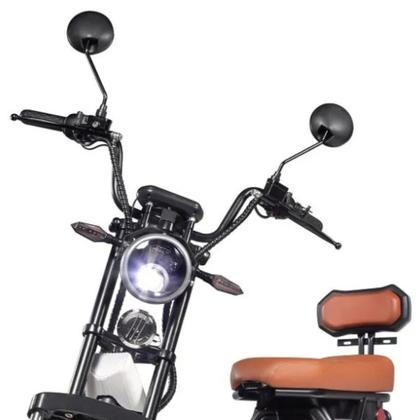 Imagem de Par Retrovisor Redondo Universal para Moto, Scooter e Bicicleta Elétrica Rosca M8 (8mm)