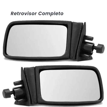 Imagem de Par Retrovisor Volkswagen Gol Saveiro Parati Voyage Quadrado 87 88 89 90 91 92 93 94 com Controle de Regulagem interno