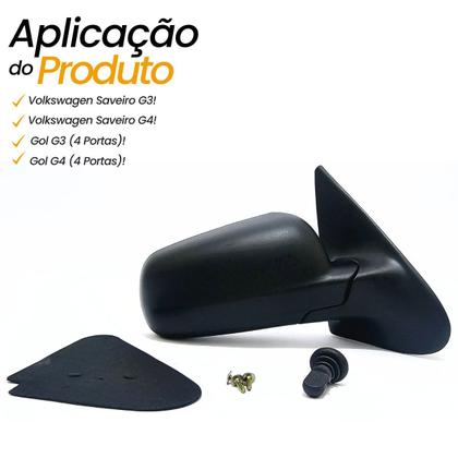Imagem de Par Retrovisor Volkswagen Saveiro Gol Parati de 4 Portas G3 G4 99 a 2014 Com Controle Manual