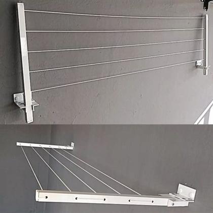 Imagem de Par Suporte De Varal 4 Furos Dobrável Lateral Organizador