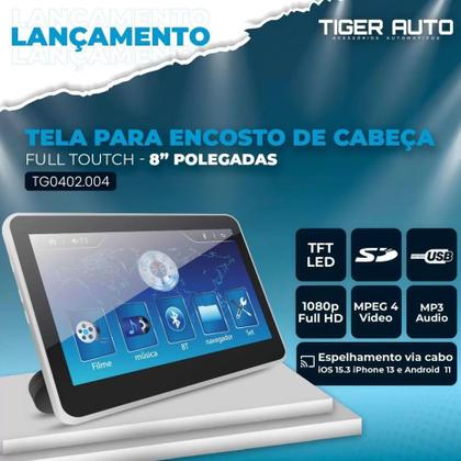 Imagem de Par Tela Traseira 8 Polegadas Usb Espelhamento Bluetooth