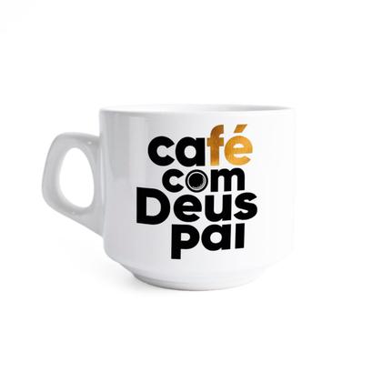 Imagem de Par Xícara De Porcelana Café Com Deus Pai Livro Com Pires