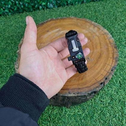 Imagem de Paracord Pulseira Camping Apito Bussola Pederneira