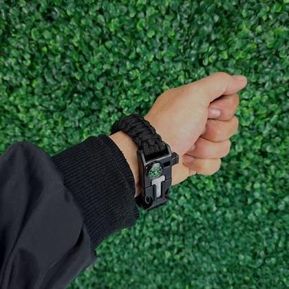 Imagem de Paracord Pulseira Camping Apito Bussola Pederneira