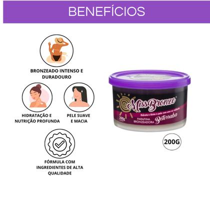 Imagem de Parafina Bronzeadora com Ativador de Bronze Miss Bronze 200g Beterraba