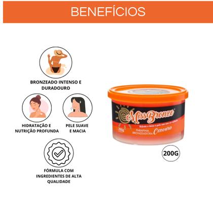 Imagem de Parafina Bronzeadora com Ativador de Bronze Miss Bronze 200g Cenoura