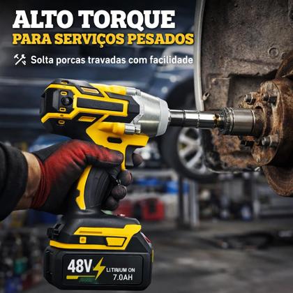 Imagem de Parafusadeira 48V 2500W Chave De Impacto Kit 41 Peças Profissional 2 Baterias 8000 mAh Com Maleta Resistente