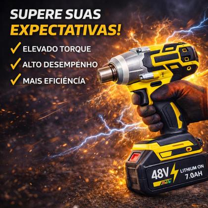 Imagem de Parafusadeira 48V 2500W Chave De Impacto Kit 41 Peças Profissional 2 Baterias 8000 mAh Com Maleta Resistente