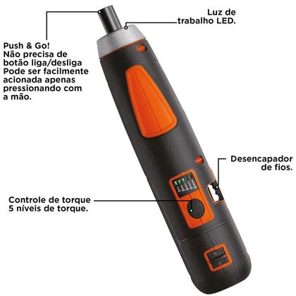 Imagem de Parafusadeira Bateria 1/4 E Caixa De Ferramentas Blackdecker