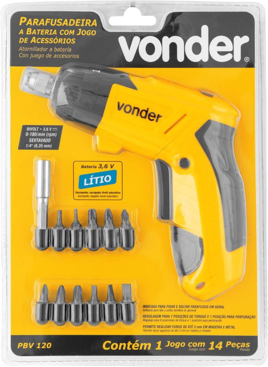 Imagem de Parafusadeira Bateria 3,6V Kit Com 12Pcs Vonder