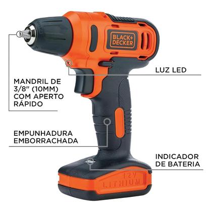 Imagem de Parafusadeira Black+Decker LD12S-BR 12V Lithium