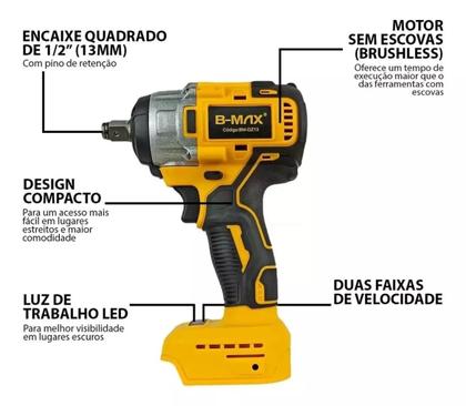 Imagem de Parafusadeira Chave De Impacto 1/2 Bateria Lítio 48v Bivolt