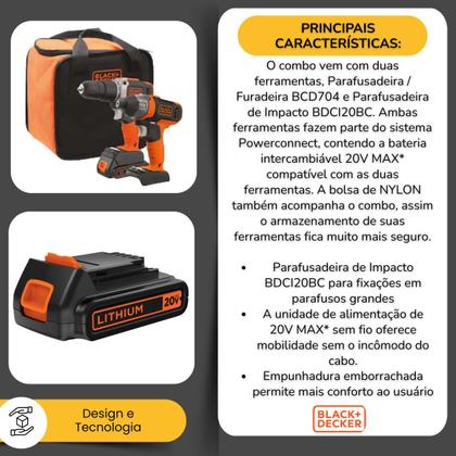 Imagem de Parafusadeira De Impacto 1/4 + Furadeira 3/8 De Impacto Biv.