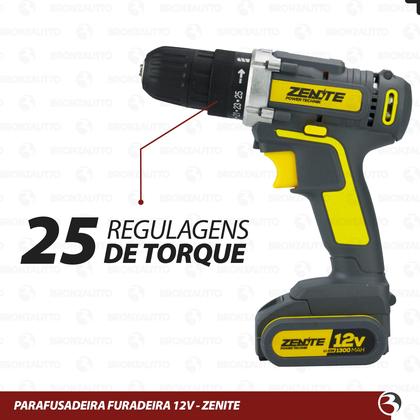 Parafusadeira e Furadeira 12v a bateria 10mm Bivolt com Kit Maleta