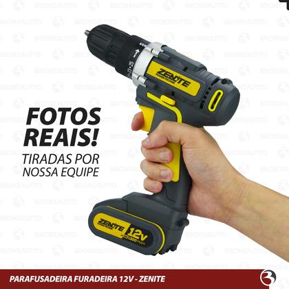 Parafusadeira e Furadeira 12v a bateria 10mm Bivolt com Kit Maleta