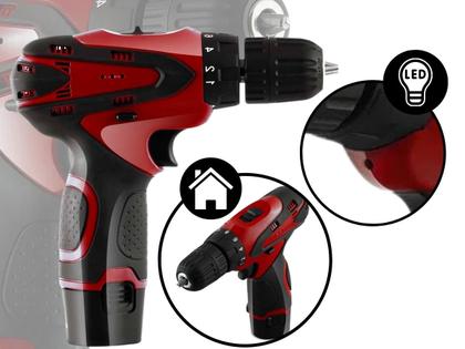 Imagem de Parafusadeira E Furadeira A Bateria Multilaser 8v Sem Fio Elétrica Bivolt Portátil Vermelha HO064