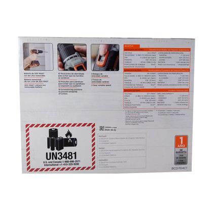 Imagem de Parafusadeira e Furadeira Bateria 20v BCD704C1-BR Black Decker