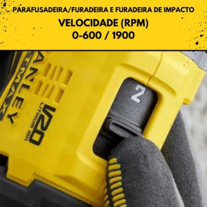 Imagem de Parafusadeira e Furadeira de Impacto Brushless 1/2" 13mm 20 Volts Max Bivolt com 2 Baterias + Maleta - SBD715D2K-BR - STANLEY