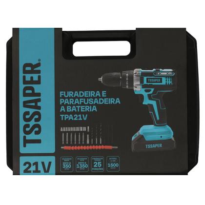 Imagem de Parafusadeira e Furadeira de Impacto com 2 baterias de 21v Maleta e Acessórios Tssaper