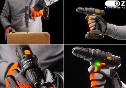Imagem de Parafusadeira E Furadeira Impacto Profissional 21v 3/8 Bivolt 2 Baterias