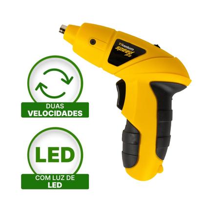 Imagem de Parafusadeira Elétrica Bateria Speed Pro 4,8v Bivolt C/ 11 Bits Titanium