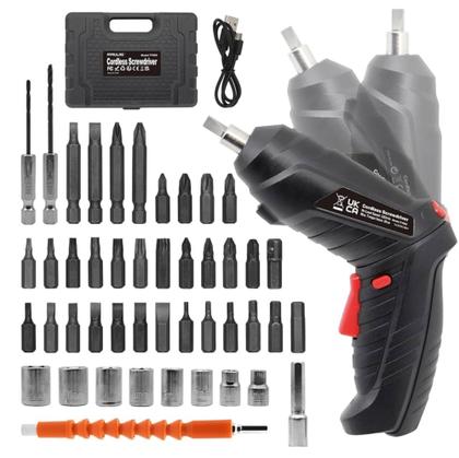 Imagem de Parafusadeira Elétrica Mini Portátil Maleta 47 Peças Compacta