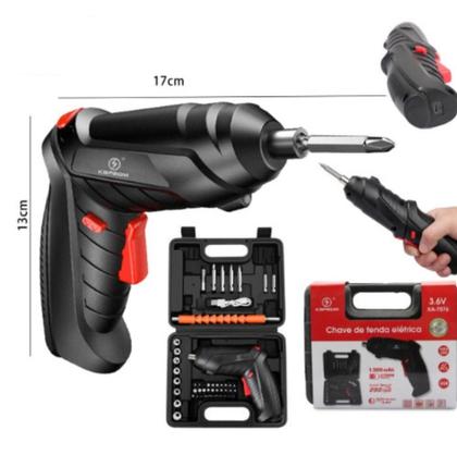 Imagem de Parafusadeira Elétrica Mini Portátil Maleta 47 Peças Compacta