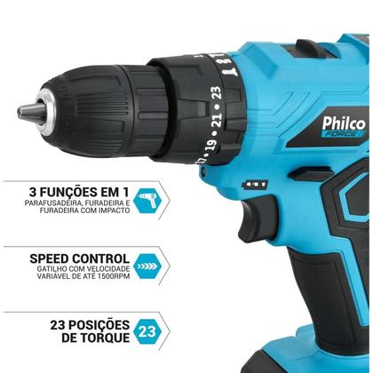 Imagem de Parafusadeira Force 2 Em 1 800rpm Ppf12 Philco Bivolt