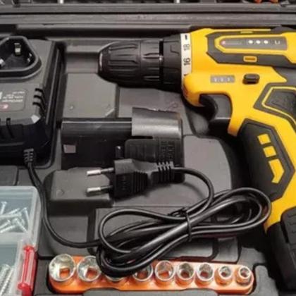Imagem de Parafusadeira Furadeira 02 Bateria 25v 148 Pcs Profissional Resistente