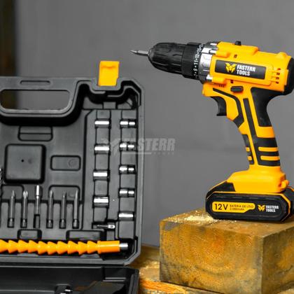 Imagem de Parafusadeira Furadeira 12V Com 1 Bateria, Maleta e 24 Acessórios Fasterr FST006