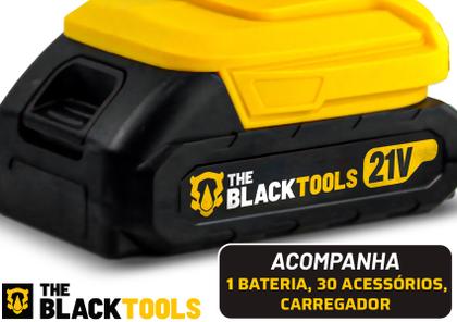Imagem de Parafusadeira Furadeira 21v Impacto + Maleta E Bateria The Black Tools