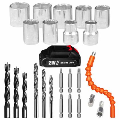 Imagem de Parafusadeira Furadeira 21V Profissional 2 Baterias LED TPAR21