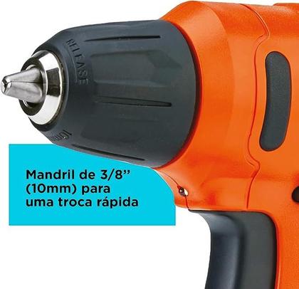 Imagem de Parafusadeira furadeira 3 8 12v 1 bat 10 bit 2 broc 1 ext ld12s br black decker