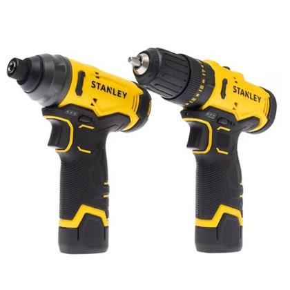 Imagem de Parafusadeira/Furadeira 3/8" + Parafusadeira de Impacto 1/4" 12V com 2 Baterias 2Ah, Carregador e Maleta Stanley - Unica Unico