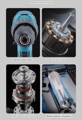 Imagem de Parafusadeira/furadeira 48v C/ Kit Maleta Com Duas Baterias