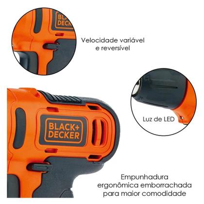 Imagem de Parafusadeira Furadeira A Bateria 12V com 13 Acessórios LD12SP-BR - Black + Decker