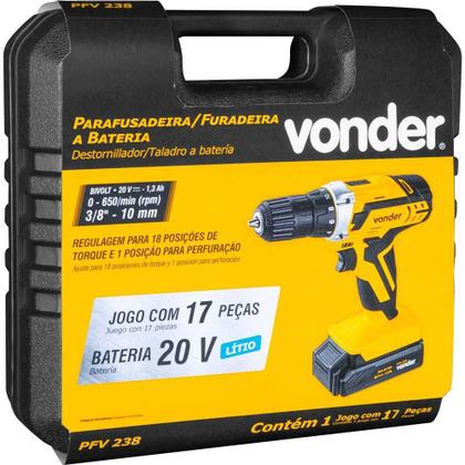 Imagem de Parafusadeira Furadeira a Bateria 20V Pfv238 Bivolt Vonder