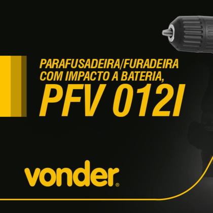 Imagem de Parafusadeira Furadeira Bateria 12v Com Impacto Kit C/74pc Vonder