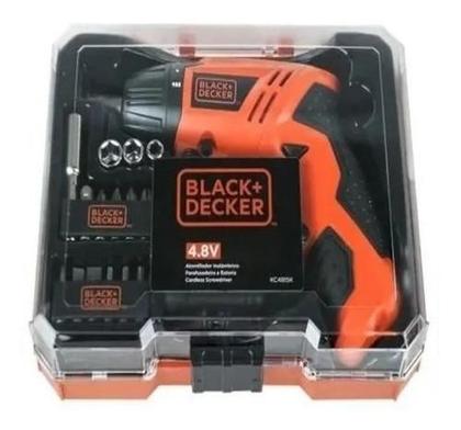 Imagem de Parafusadeira Furadeira Bateria 4,8v Kit 16 Pçs E Maleta Black&Decker