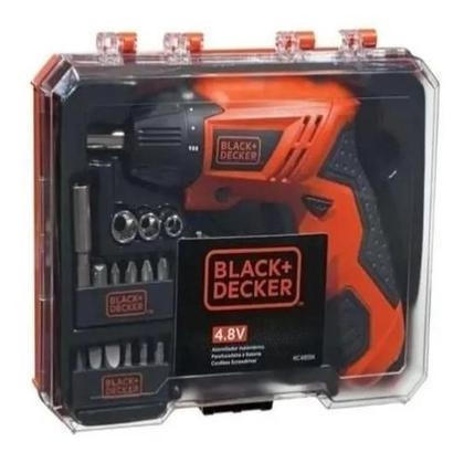 Imagem de Parafusadeira Furadeira Bateria 4,8v Kit 16 Pçs E Maleta Black&Decker