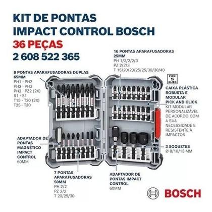 Imagem de Parafusadeira Furadeira Bosch Gsb 18v 50 Kit 36 Peças Bits