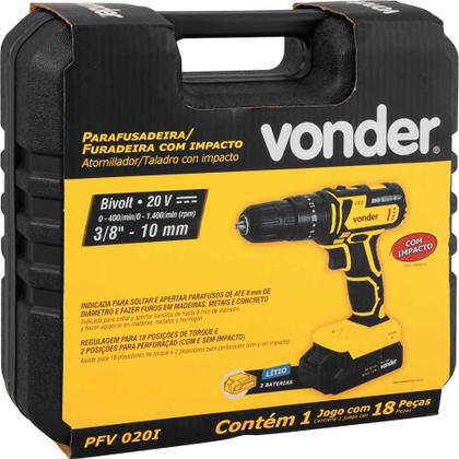 Imagem de Parafusadeira/furadeira Com Impacto Sem Fio Vonder Pfv 020i