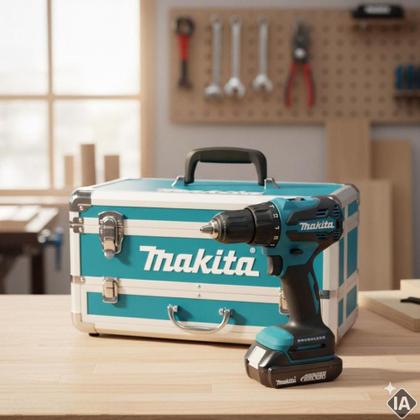 Imagem de Parafusadeira Furadeira de Impacto Bateria 18V com Carregador e Maleta 96pçs DHP490WVX3 MAKITA