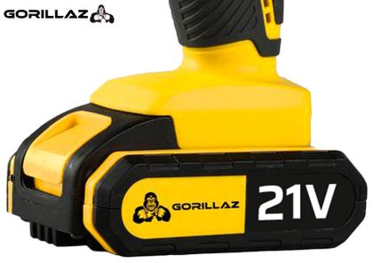 Imagem de Parafusadeira Furadeira De Impacto Sem Fio 2 Bateria 21v 3/8 10mm Com Kit Brocas E Buchas 300 Peças