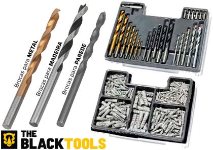 Imagem de Parafusadeira Furadeira De Impacto Sem Fio 2 Bateria 21v 3/8 10mm Com Kit Brocas E Buchas 300 Peças