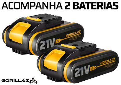 Imagem de Parafusadeira Furadeira De Impacto Sem Fio 2 Bateria 21v 3/8 10mm Com Kit Brocas E Buchas 300 Peças