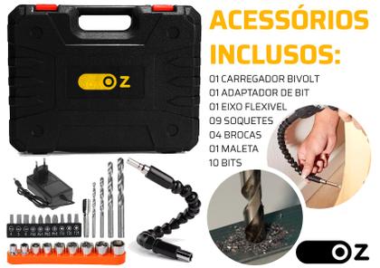 Imagem de Parafusadeira Furadeira De Impacto Sem Fio 21v Pb6500k Oz Com Jogo De Soquetes 40 Peças