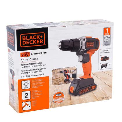 Imagem de Parafusadeira Furadeira de Impacto Sem Fio a Bateria 20V Max 3/8 Pol. VVR Black Decker