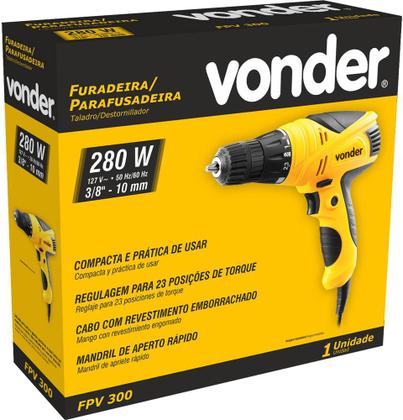 Imagem de Parafusadeira furadeira eletrica fpv300 127v 280w  vonder