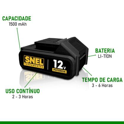 Imagem de Parafusadeira Furadeira Impacto 12V Com 25 Posições Bivolt Mandril de 1/2" e 3/8" Snel Ferramentas